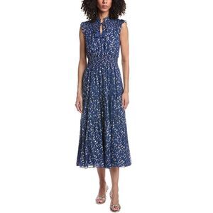 Sail To Sable Womens Smocked Waist Midi Dress, Blue
